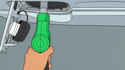 A flat vector illustration of a row of fuel pumps at a gas station.