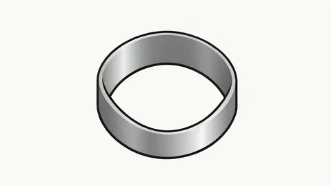 A close-up of a sleek, metallic wristband device with a smooth, seamless surface and no visible buttons or screens