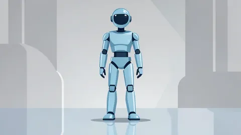 A humanoid robot standing on a polished industrial floor