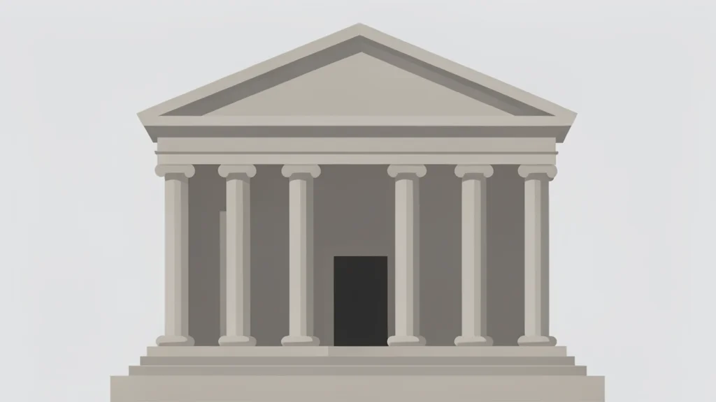 A flat vector illustration of a government treasury building facade with columns.