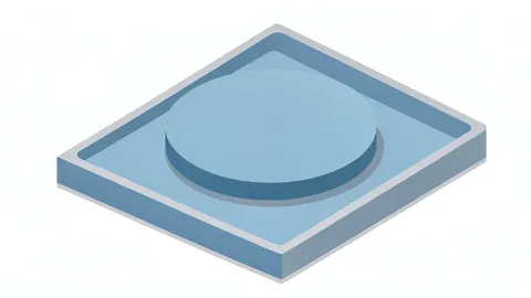 A silicon wafer resting on a cleanroom tray