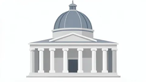 A central bank building facade with a large dome and columns