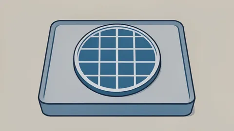 A silicon wafer resting on a cleanroom tray