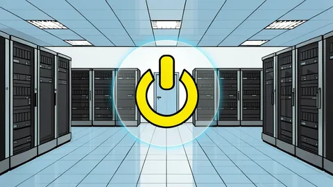 Rows of tall, dark server racks with glowing status lights inside a large, air-conditioned industrial hall