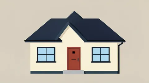 A flat-vector illustration of a single-family house with a pitched roof and front door.