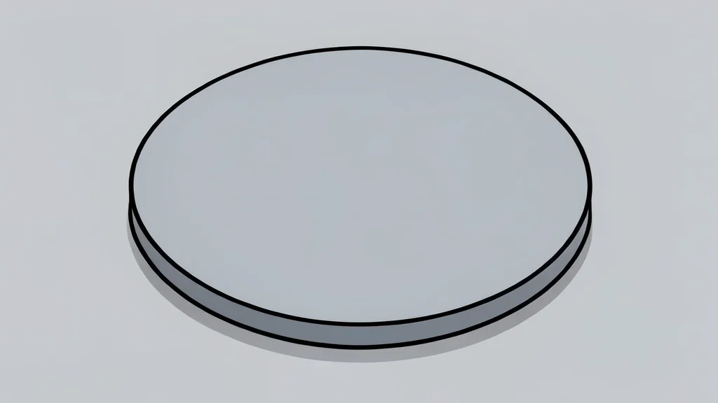 A flat vector illustration of a silicon wafer resting on a cleanroom surface.
