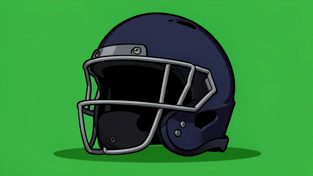A flat vector illustration of a green football field with white yard lines and goalposts at the end zone.