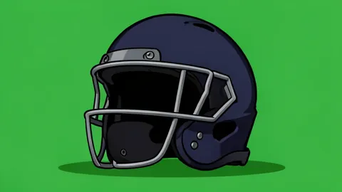 A flat vector illustration of a green football field with white yard lines and goalposts at the end zone.