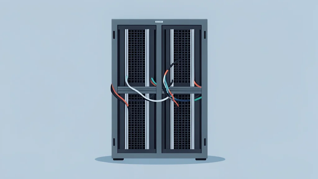 A tall server rack standing alone in a clean, modern data center aisle.