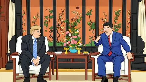 Two distinct national flags standing side by side on a diplomatic table