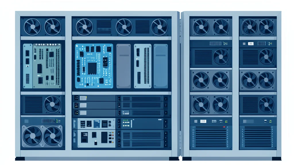 A server rack filled with circuit boards and cooling fans