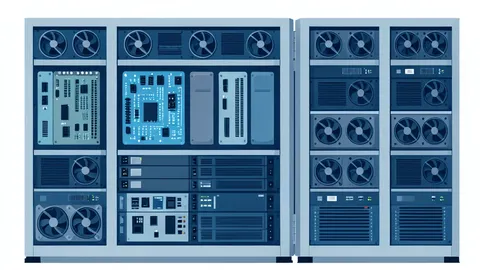 A server rack filled with circuit boards and cooling fans