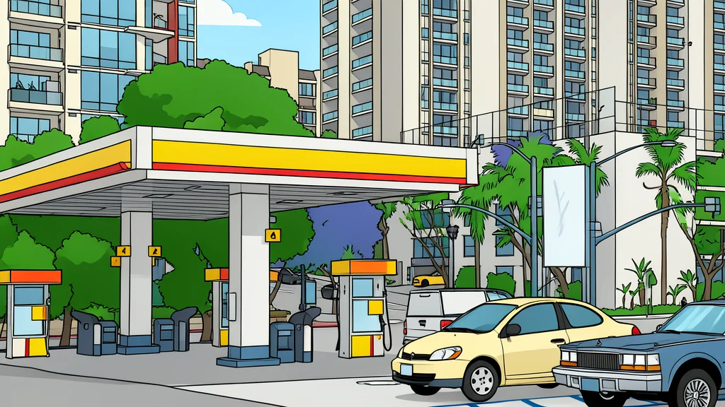 A flat vector illustration of an industrial refinery with tall smokestacks and storage tanks.