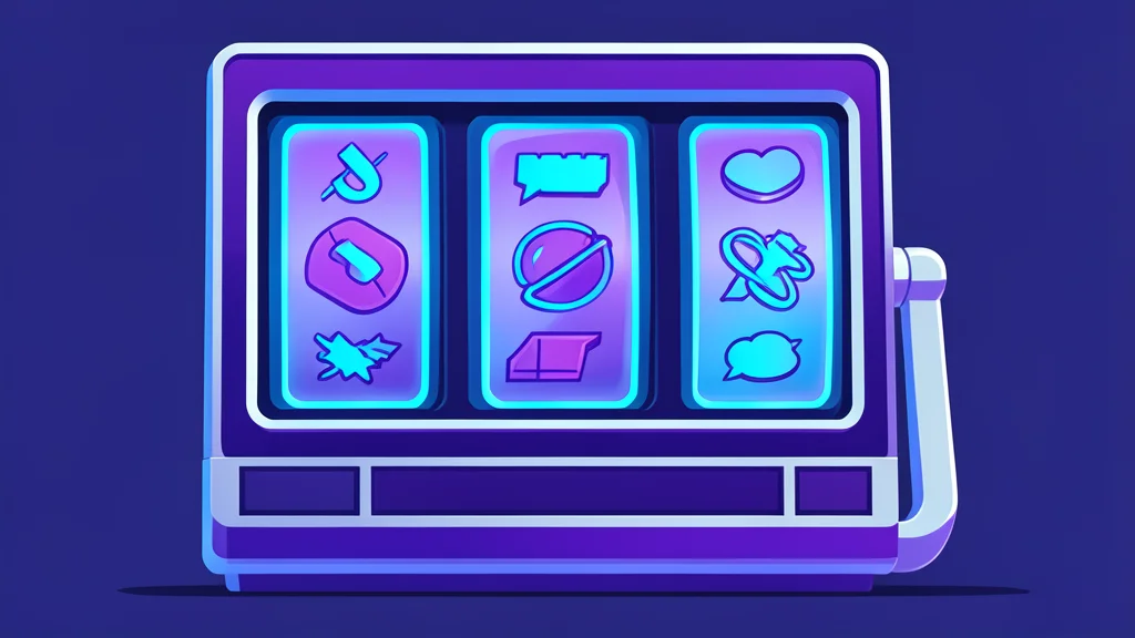 A stylized digital slot machine with glowing reels and a lever