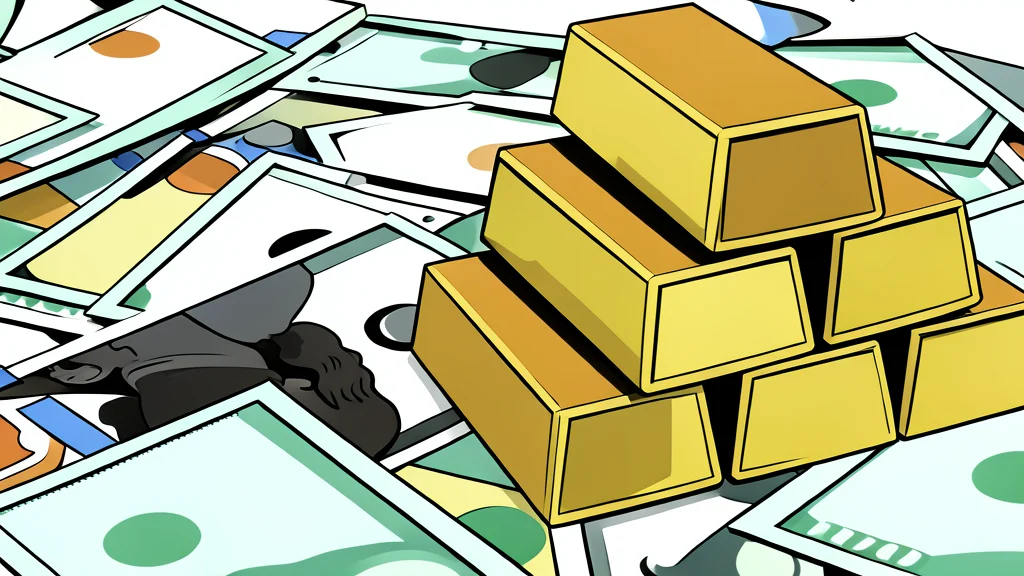 A stack of polished gold bars resting on a dark surface
