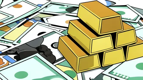 A stack of polished gold bars resting on a dark surface