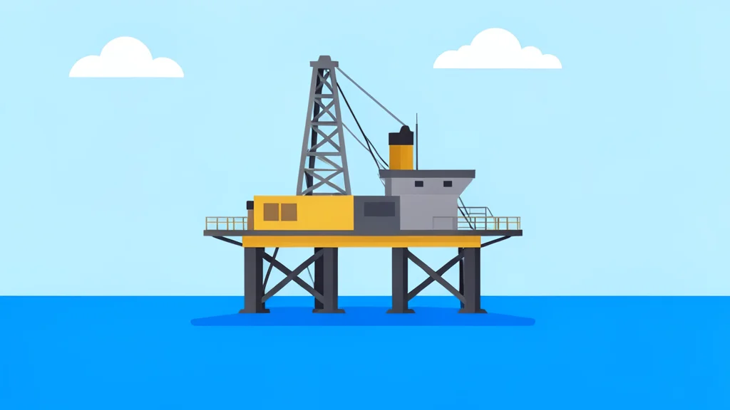 An offshore oil rig platform standing in the ocean