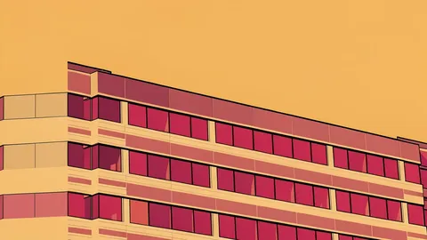A stylized vector illustration of a bank branch entrance featuring glass doors and a stone facade.
