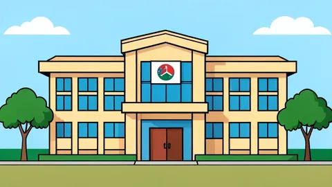 A flat-vector illustration of a modern political party headquarters building in Abuja, featuring clean lines and neutral colors, symbolizing institutional political activity without specific emblems or text.