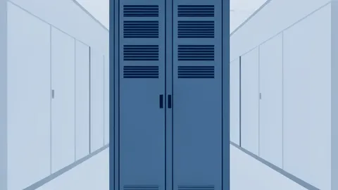 A server rack in a data center