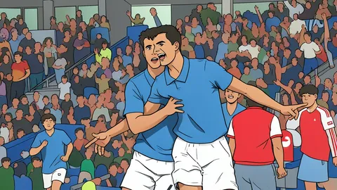 A flat vector illustration of a green football pitch with white boundary lines and a goal net in the background.