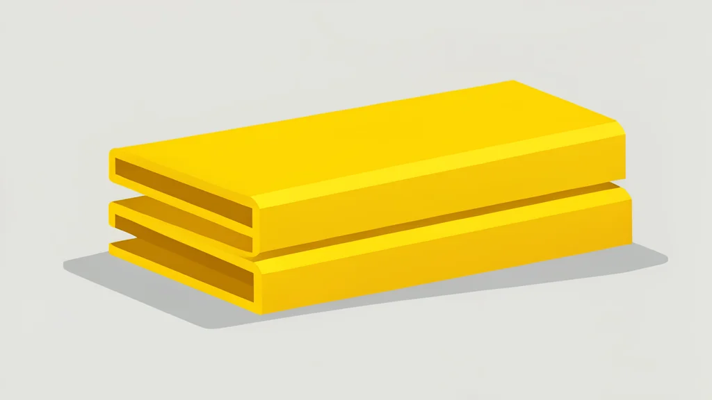 A neat stack of gleaming yellow metal bars on a plain surface.