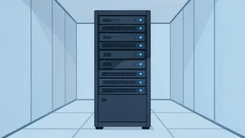 A secure server rack with blinking status lights in a data center