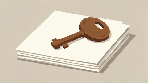 A wooden key resting on a stack of paper documents