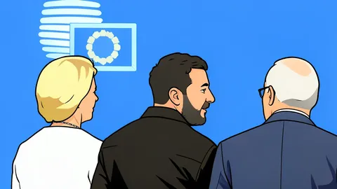 The European Parliament building in Strasbourg depicted in a flat vector style with a calm sky and geometric shapes.