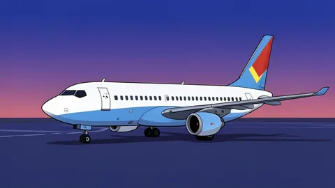 A chartered passenger airplane parked on an airport tarmac at dusk.