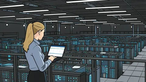 A flat-vector illustration of an industrial gas processing plant featuring silver pipes and large storage tanks.