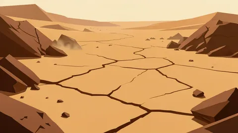 A dusty, sun-baked landscape with cracked earth and scattered debris, representing the arid terrain of the conflict zone.