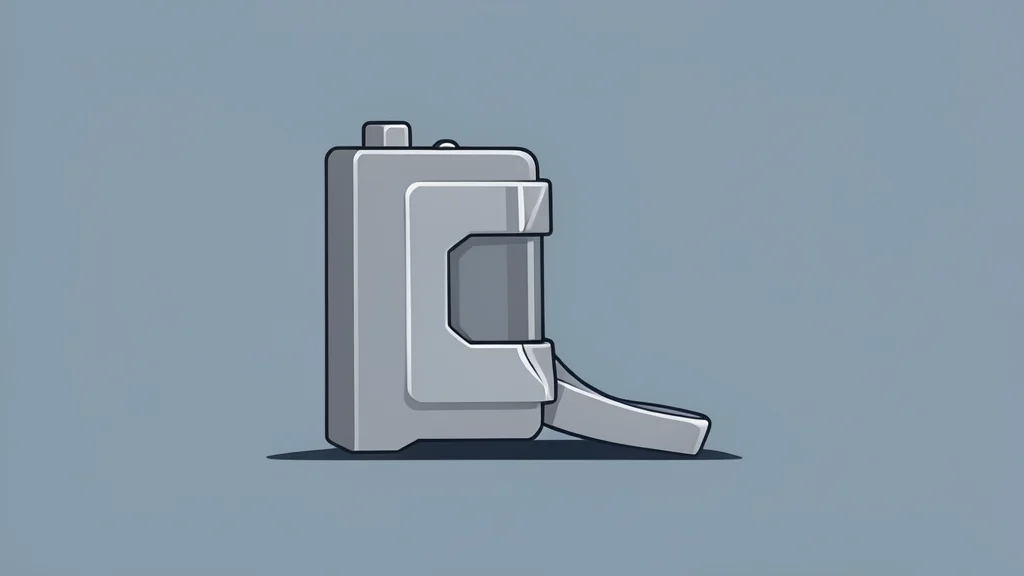 A flat vector illustration of a metallic electronic ankle monitor device resting on a neutral surface.