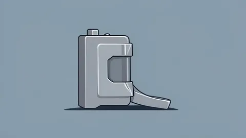 A flat vector illustration of a metallic electronic ankle monitor device resting on a neutral surface.