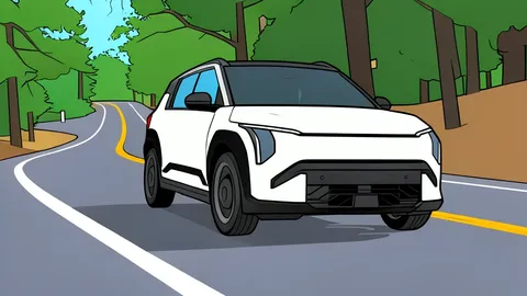 A compact electric SUV parked on a paved surface