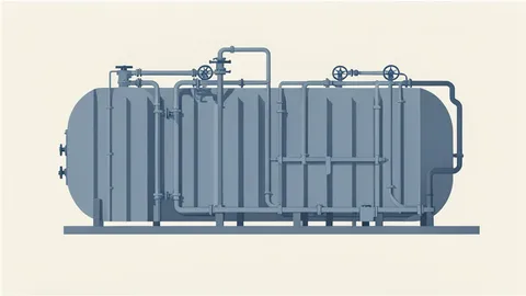 A large industrial fuel storage tank with pipes and valves