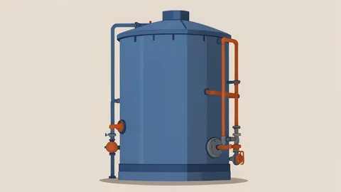 A large industrial fuel storage tank with connected pipes and valves