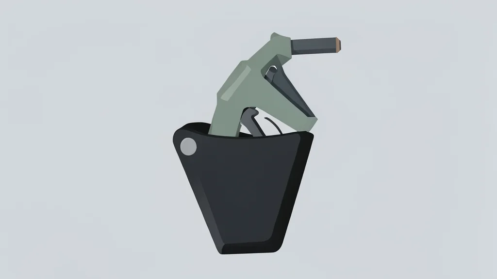 A close-up view of a fuel pump nozzle resting securely in its holster at a gas station.
