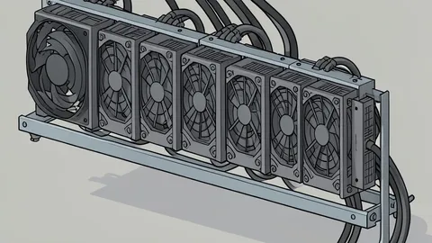 A row of industrial server racks with glowing status lights