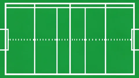 A green football field with white yard lines and goalposts at the end zone