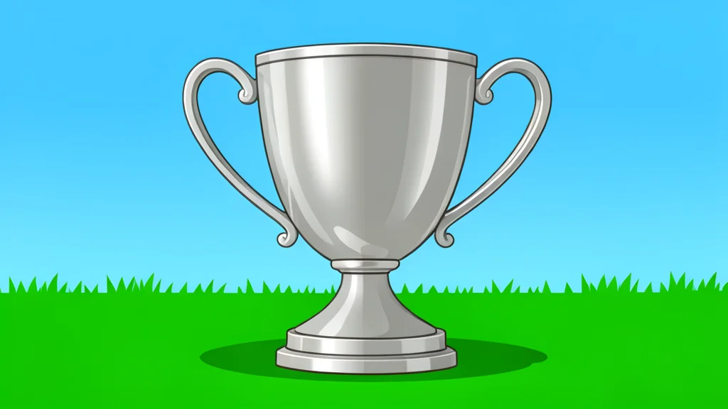 A historic silver trophy cup resting on a grass field
