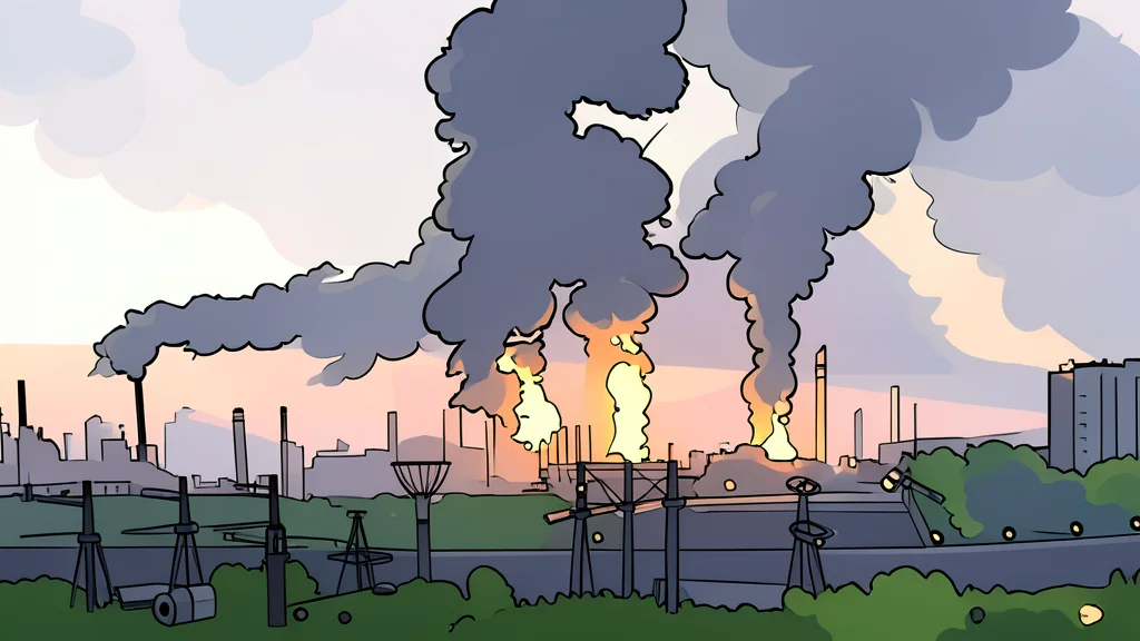 A flat-vector illustration of a military drone hovering over a European city skyline at dusk.