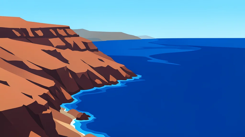 A rugged coastline meeting the deep blue waters of the Red Sea