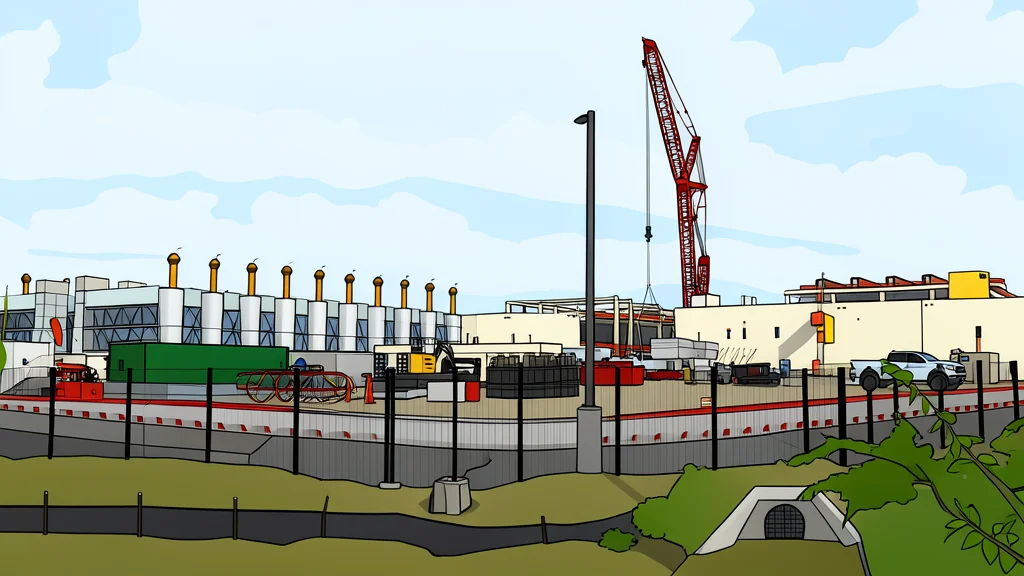 A large industrial gas turbine engine situated in an open field