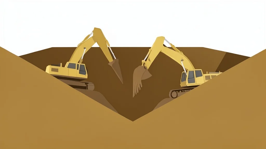 A gold mine pit with heavy excavation machinery
