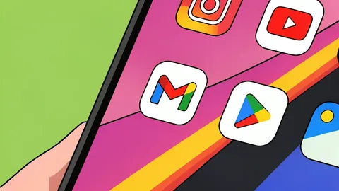 A flat-vector illustration of a hand holding a smartphone with a large, abstract copy symbol floating above the screen.