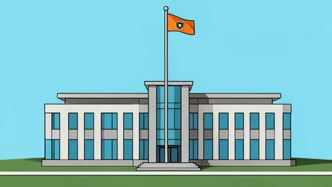 A modern military headquarters building with a flagpole