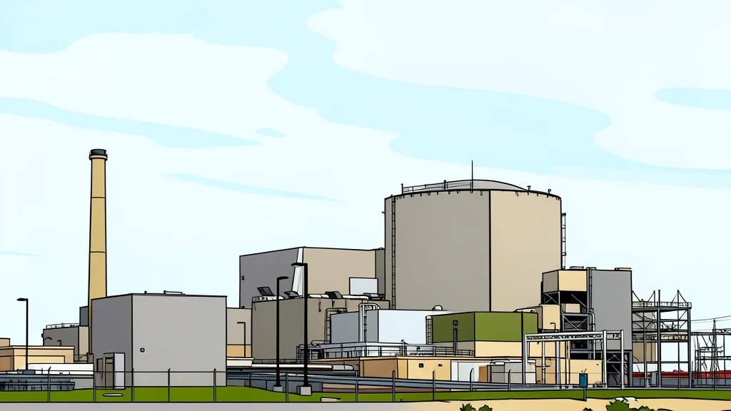 A large concrete containment dome of a nuclear power plant against a plain sky