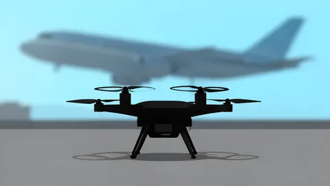 A flat vector illustration of a military cargo aircraft parked on an airport tarmac.