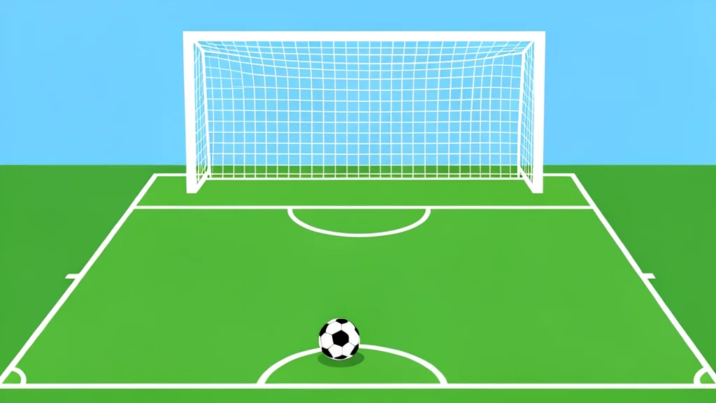A grass soccer pitch with white boundary lines and a goal net in the background